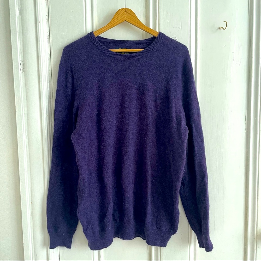 100% cashmere purple crew neck sweater • men size large cashmere sweater